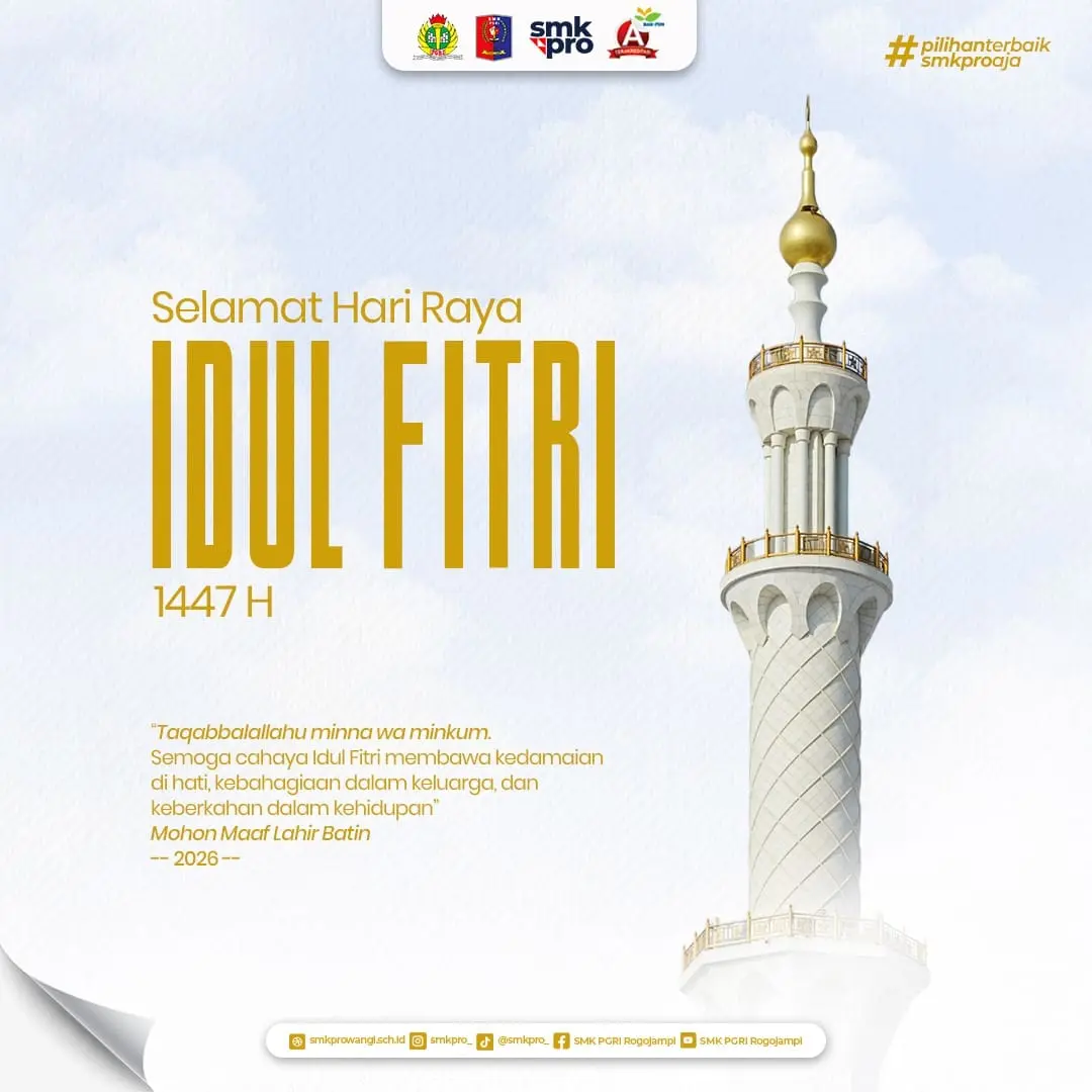 Selamat Hari Raya Idul Fitri 1447 H - SMK PGRI Rogojampi | Mohon Maaf Lahir Batin